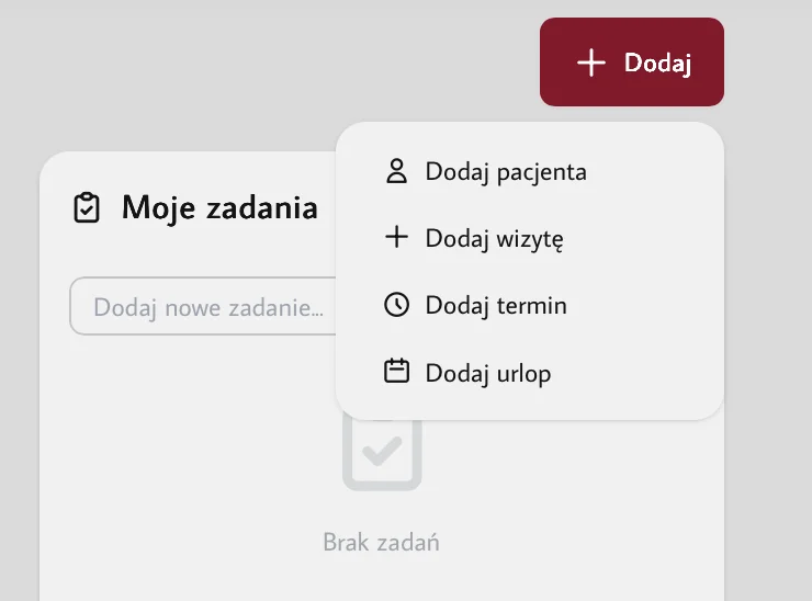 Dodawanie pacjenta z dashboardu
