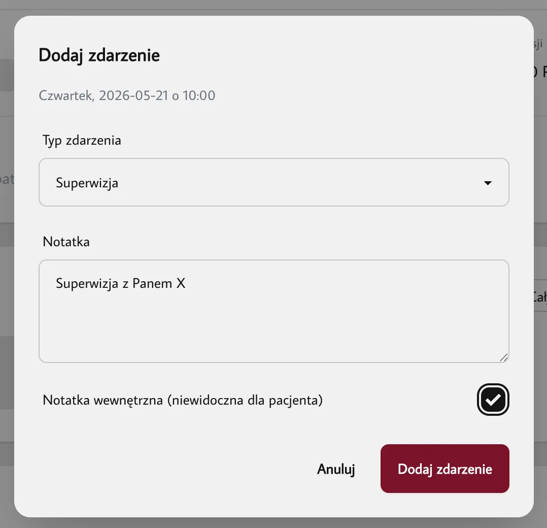 Formularz dodawania zdarzenia