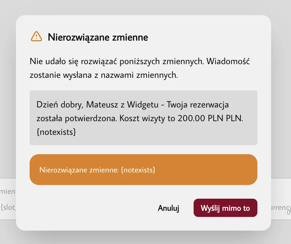 Błąd nierozwiązanych zmiennych